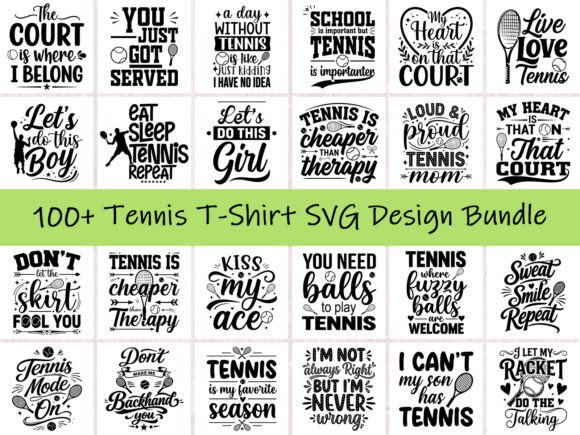 100+ Tennis T-Shirt SVG Design Bundle
