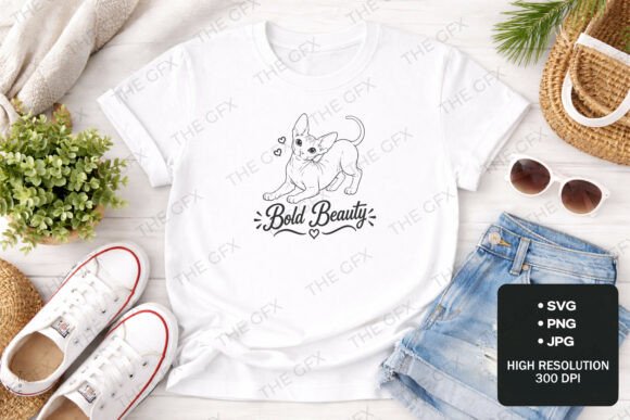 Bold Beauty Sphynx Cat T-Shirt Design: A Graphic Designer's Asset