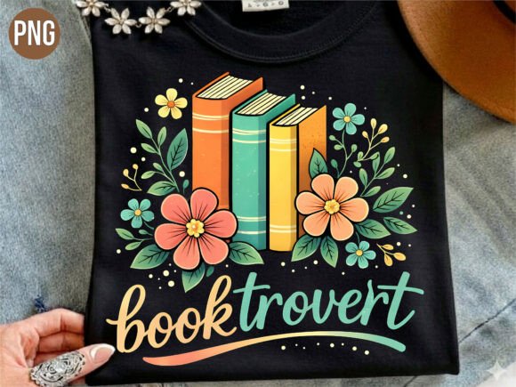 Booktrovert Floral Reader Design: A Premium PNG for Creative Projects