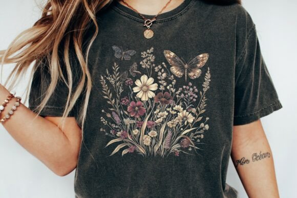 Botanical Butterfly Floral Design Png