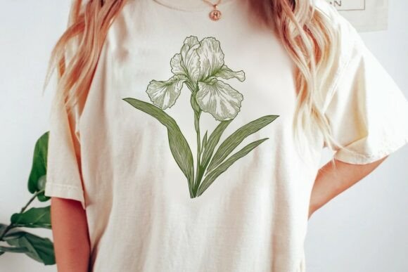 Botanical Iris Flower Outline Design Png: A Versatile Creative Asset