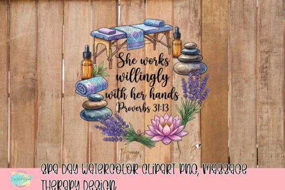 Elegant Spa Day Watercolor Clipart for Wellness Branding