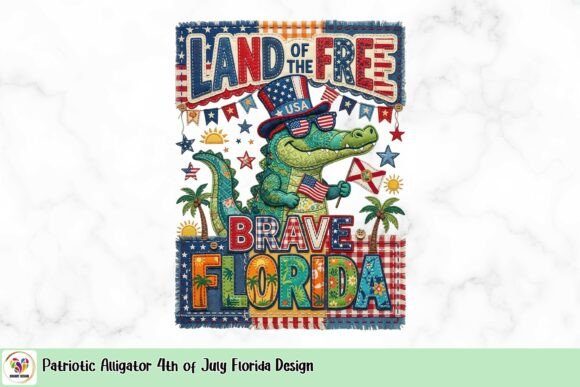 Patriotic Alligator Florida: 4th of July Design