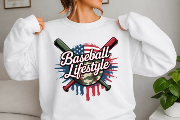 Patriotic Baseball Design: USA Flag & Camo Graphics