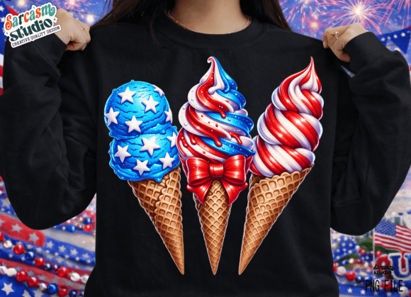Patriotic Ice Cream America PNG: A Design Asset for Summer Branding