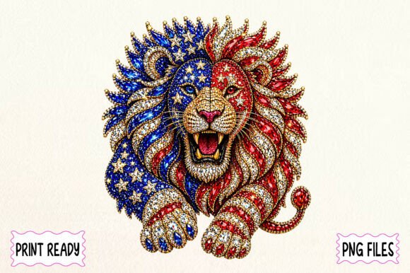 Patriotic Lion PNG: Bold 4th of July Design Elements