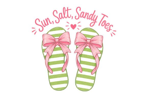 Sun Salt Sandy Toes Flip Flop Design: Summer Branding Asset
