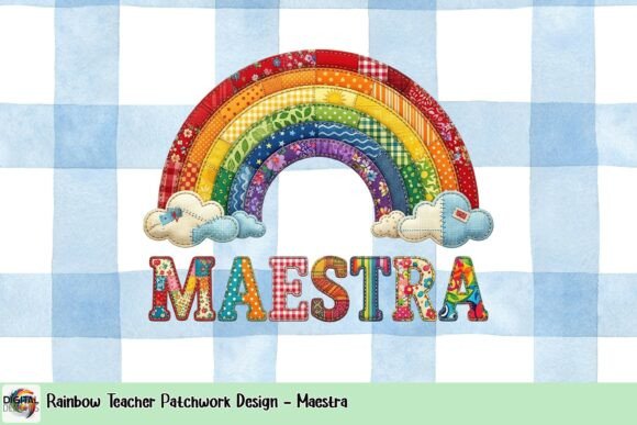 Vibrant Patchwork Rainbow 'Maestra' Design for Educators