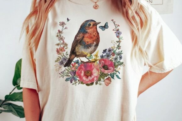 Vintage Bird Floral Wreath Design Png: Elevate Your Creative Projects